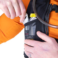 closeup of restrap race hydration vest pockets with sports nutrition