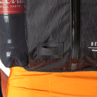 closeup of restrap race hydration vest light mount on rear of bag