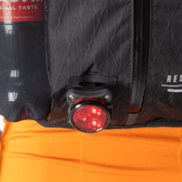 closeup of light attached to the light loop on the restrap race hydration vest