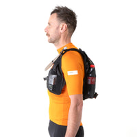 man wearing restrap race hydration vest, shown from the side profile
