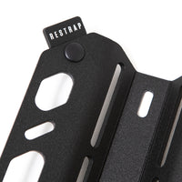 closeup of restrap rubber label on the carry cage