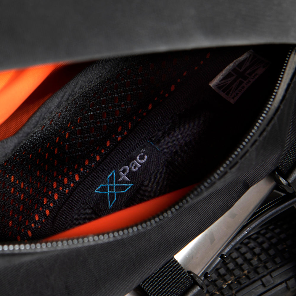 Xpac detailing on the restrap race frame bag