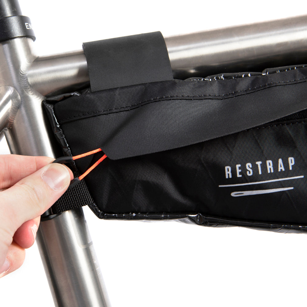 closeup of zip on restrap race frame bag large