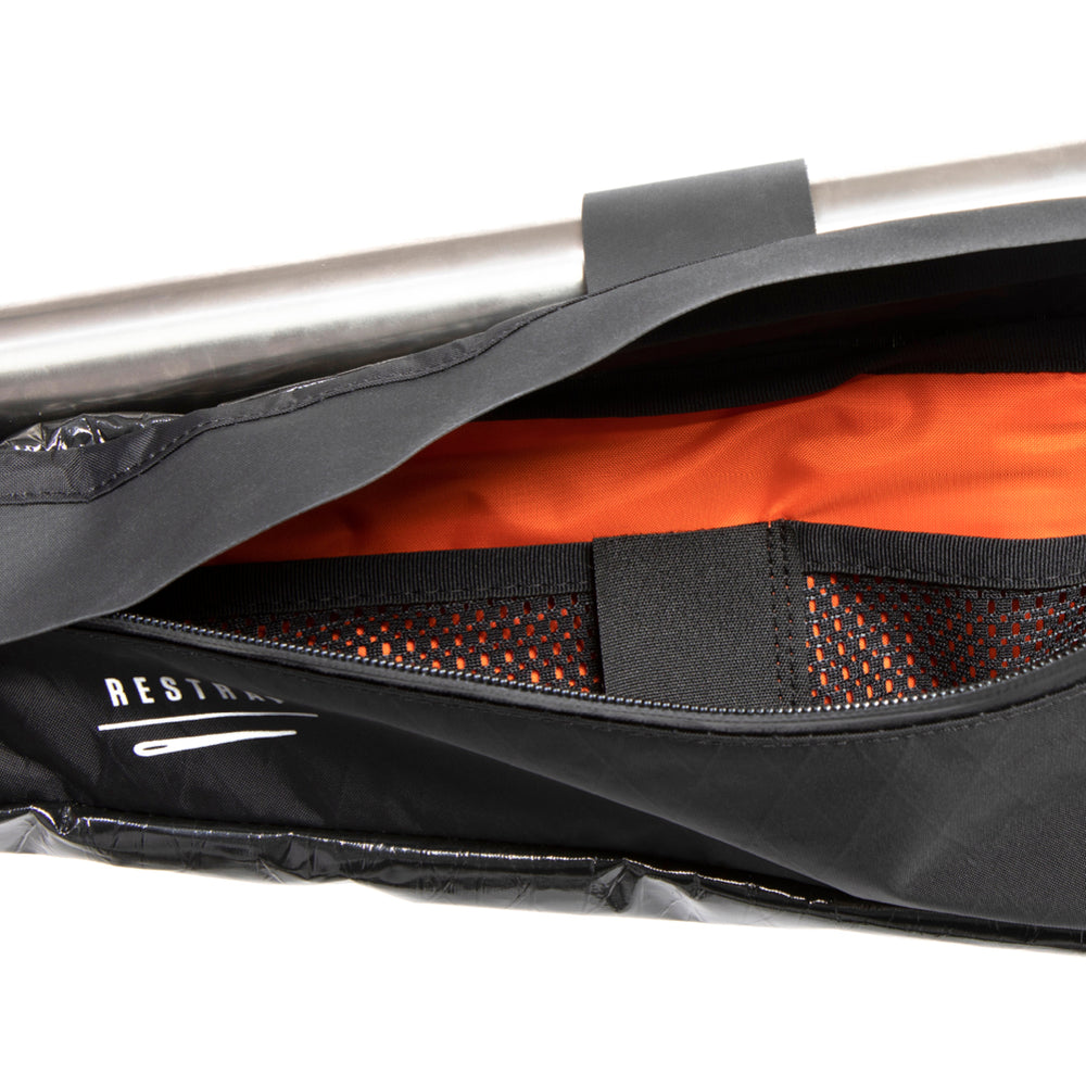interior photo of the restrap race frame bag showing the internal organisation