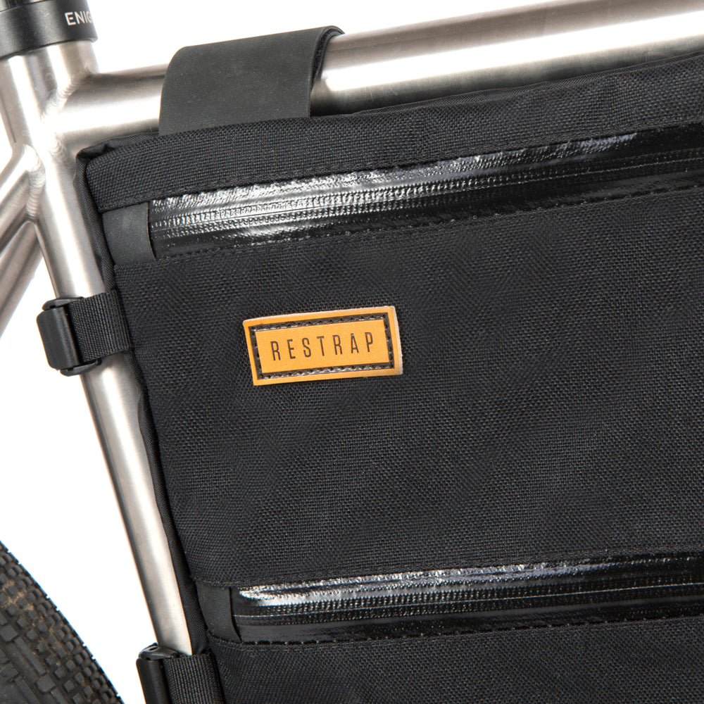 close up of the zip on the restrap custom frame bag
