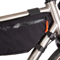 close up of the zipper on a restrap large frame bag