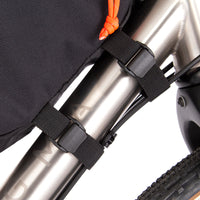 close up of the straps on a restrap frame bag